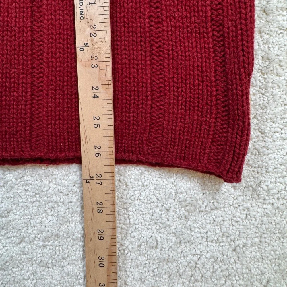 Abercrombie Sweater Mens L Red Vintage Muscle V-Neck Ribbed Wool Blend Knit